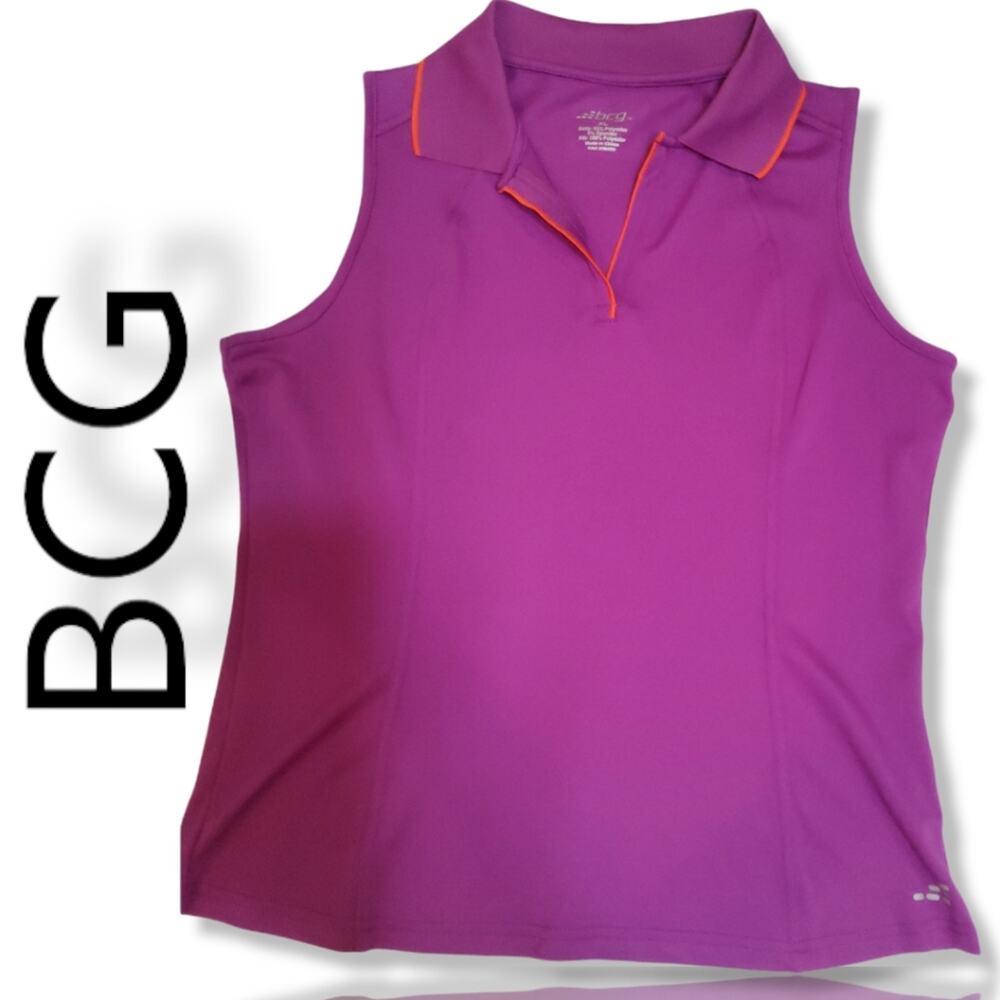 BCG Women's  Collared Tank Top, Purple, Size XL